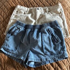 Aerie Denim Blue and Cream Jean Short Bundle
